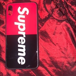 iPhone X max black and red supreme case
